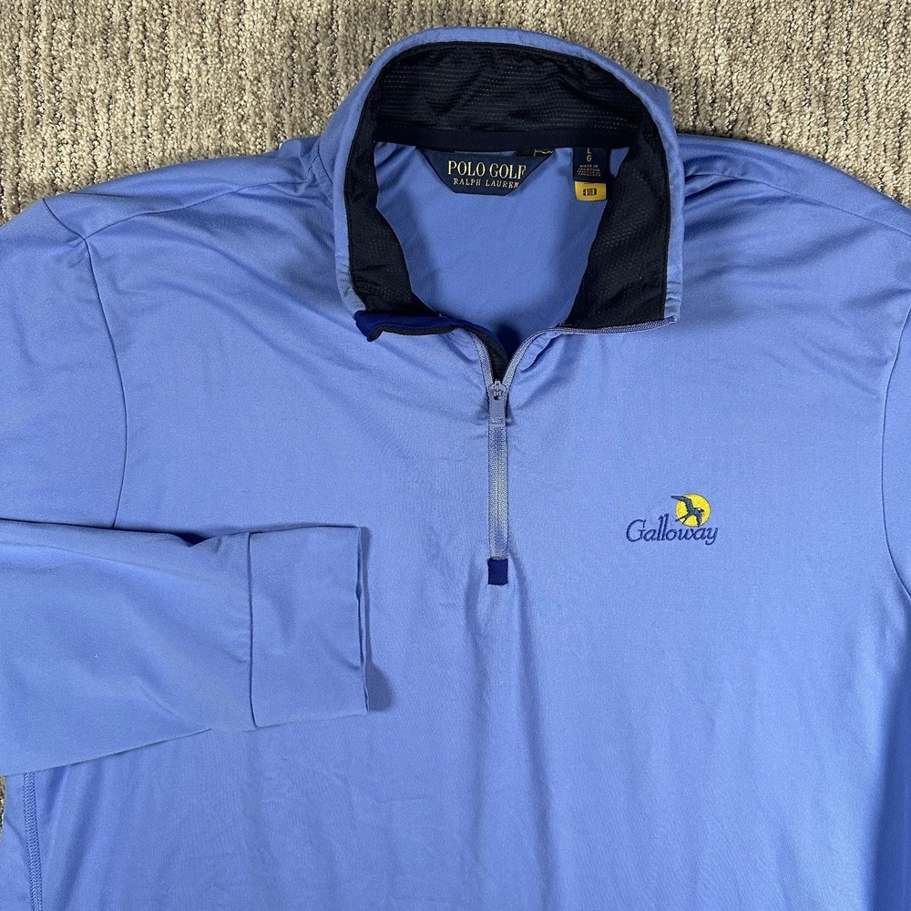 Galloway National Polo Golf Ralph Lauren Mens Blue 1/4‎ Zip Long Sleeve